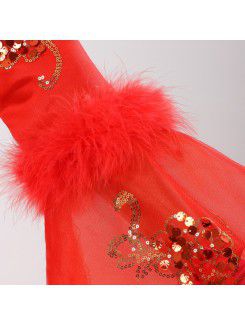 Satin Jewel Floor Length Ball Gown Wedding Dress with Sequins