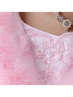 Satin Jewel Floor Length Ball Gown Wedding Dress with Handmade Flowers