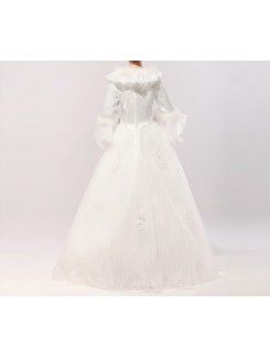 Tulle Jewel Floor Length Ball Gown Wedding Dress with Sequins