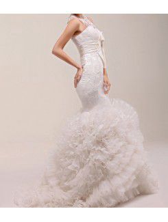 Lace Jewel Floor Length Mermaid Wedding Dress