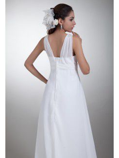 Chiffon Straps Sweep Train A-line Embroidered Wedding Dress