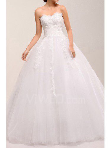 Lace Sweetheart Sweep Train Ball Gown Wedding Dress with Sequins