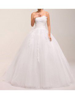 Lace Sweetheart Sweep Train Ball Gown Wedding Dress with Sequins