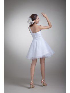 Organza One-Shoulder Short A-line Embroidered Wedding Dress