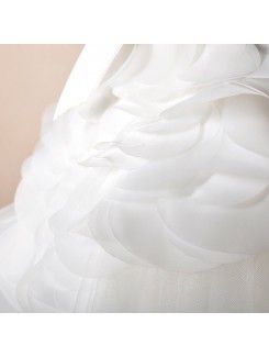 Net Strapless Sweep Train Ball Gown Wedding Dress