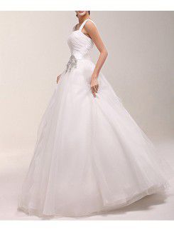 Organza Square Floor Length Ball Gown Wedding Dress with Sequins