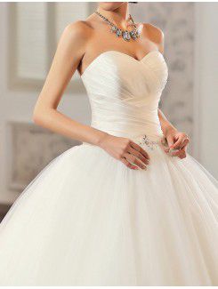 Satin Sweetheart Floor Length Ball Gown Wedding Dress