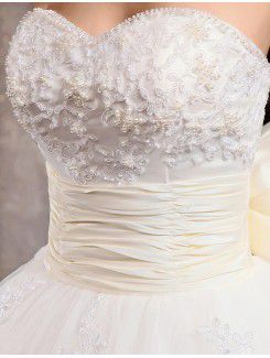 Organza Sweetheart Floor Length Ball Gown Wedding Dress with Beading