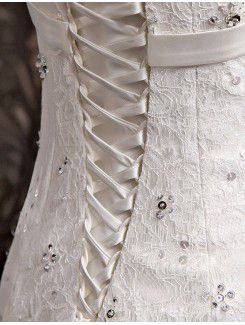 Lace Sweetheart Chapel Train Mermaid Wedding Dress with Beading