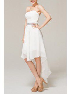 Chiffon Sweetheart Short A-line Evening Dress with Crystal