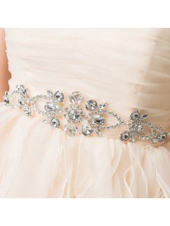 Organza Strapless Short Ball Gown Evening Dress with Crystal