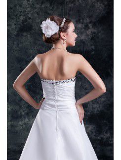 Taffeta Sweetheart Sweep Train A-line Embroidered Wedding Dress