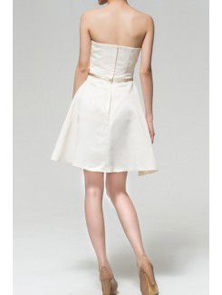 Satin Strapless Short A-line Evening Dress