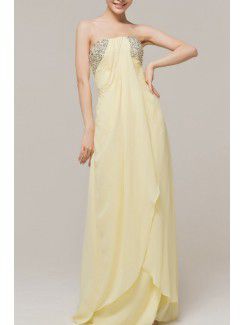 Chiffon Strapless Floor Length Empire Evening Dress with Sequins