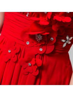 Chiffon One Shoulder Floor Length Corset Evening Dress with Sequins