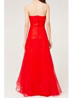 Tulle Strapless Floor Length A-line Evening Dress with Sequins