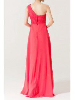 Silk One Shoulder Floor Length A-line Evening Dress with Sequins