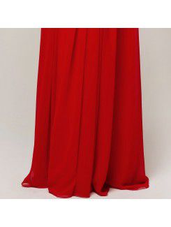 Chiffon V-neck Floor Length Column Evening Dress with Crystal
