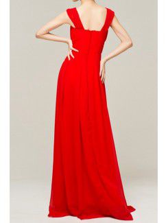 Chiffon V-neck Floor Length Corset Evening Dress with Crystal