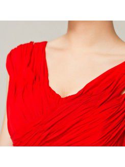 Chiffon V-neck Floor Length Corset Evening Dress with Crystal