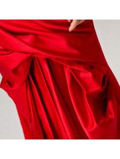 Satin One Shoulder Floor Length Sheath Evening Dress with Crystal