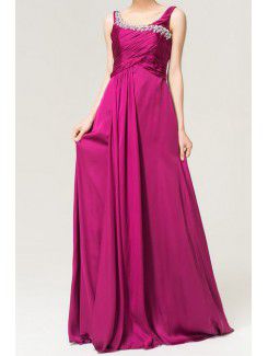 Charmeuse Scoop Floor Length Empire Evening Dress with Crystal