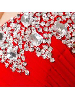 Chiffon Halter Floor Length A-line Evening Dress with Crystal