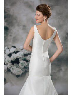 Taffeta V-Neck Sweep Train Sheath Embroidered Wedding Dress