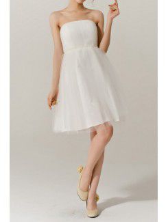 Tulle Strapless Short A-line Evening Dress
