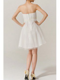 Tulle Strapless Short A-line Evening Dress