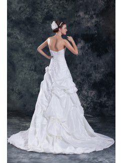 Taffeta Sweetheart Sweep Train A-line Embroidered Wedding Dress