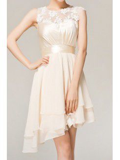 Chiffon Jewel Short Corset Evening Dress with Embroidered