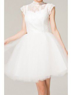 Lace Jewel Short Ball Gown Evening Dress