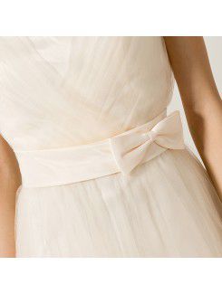 Organza V-neck Short A-line Evening Dress with Bow
