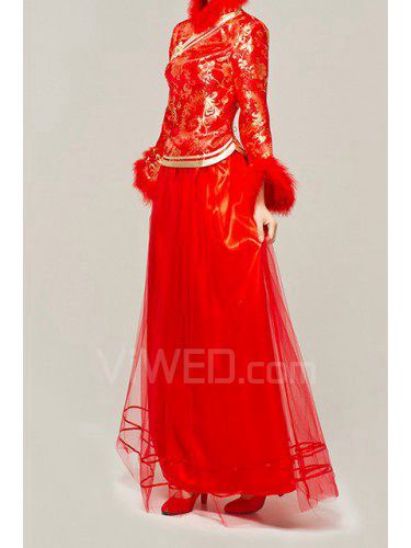 Satin Jewel Floor Length Sheath Evening Dress with Embroidered