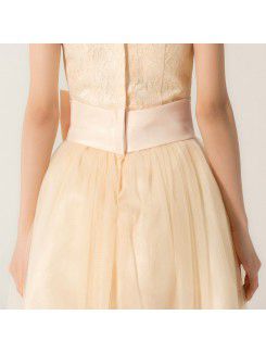 Organza Strapless Short Ball Gown Evening Dress with Bow