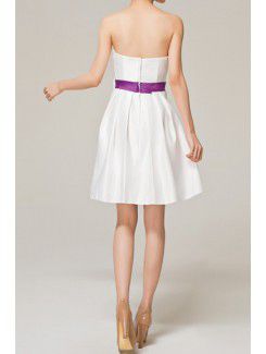 Satin Strapless Short A-line Evening Dress with Bow