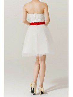 Organza Sweetheart Short A-line Evening Dress with Bow