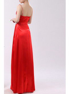 Satin V-neck Floor Length Empire Prom Dress with Sequins