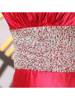 Satin V-neck Floor Length Corset Prom Dress with Sequins