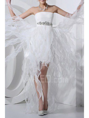 Tyll stroppeløs kort ball kjole cocktail kjole med krystall
