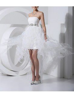 Tulle Strapless Short Ball Gown Cocktail Dress with Crystal