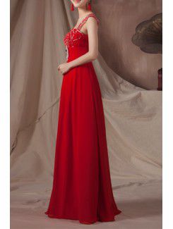 Chiffon Straps Floor Length Empire Prom Dress with Sequins