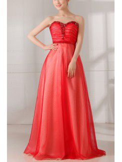 Satin Sweetheart Floor Length Ball Gown Prom Dress with Crystal