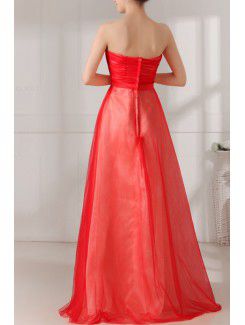 Satin Sweetheart Floor Length Ball Gown Prom Dress with Crystal