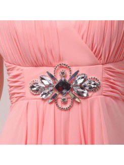 Chiffon Halter Floor Length Empire Prom Dress with Crystal