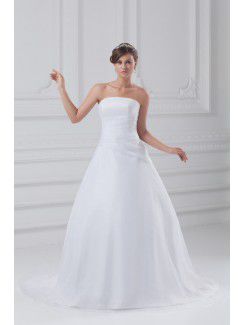 Organza Strapless Floor Length A-line Wedding Dress