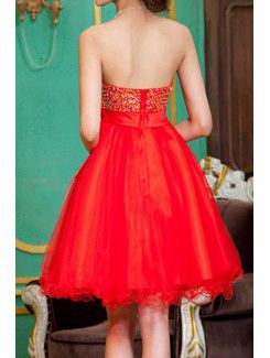 Satin Sweetheart Short Ball Gown Cocktail Dress with Sequins
