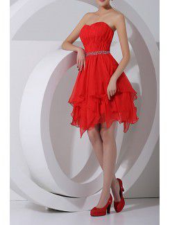 Chiffon Sweetheart Short A-line Cocktail Dress with Sequins