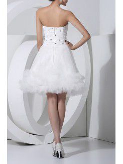 Satin Scoop Short Ball Gown Cocktail Dress with Crystal
